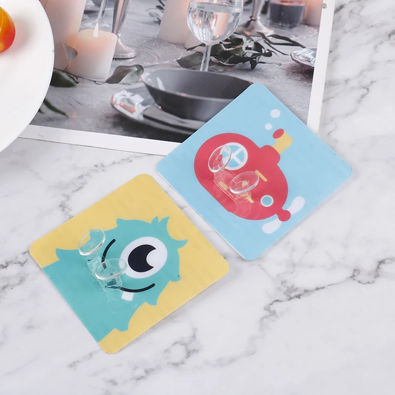 Cartoon Plug Hook Wall Self Adhesive Storage Power Cord Sticking Hook Random