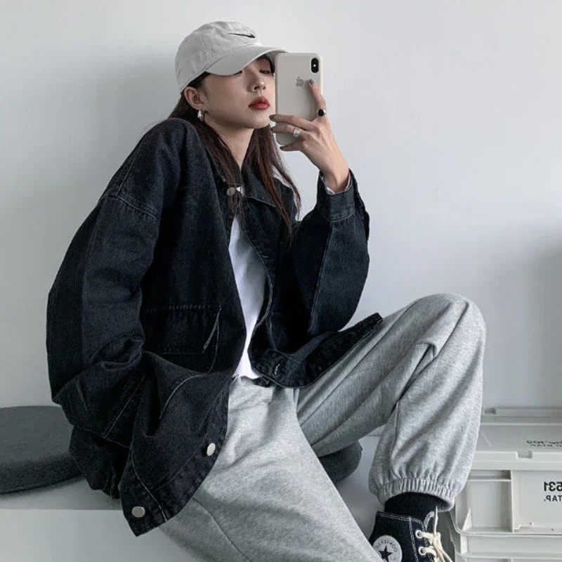 Basic Jackets Women Denim Outwear Spring Autumn Baggy Korean Style BF Fashion Student All-match Hip Hop Streetwear Punk Biker