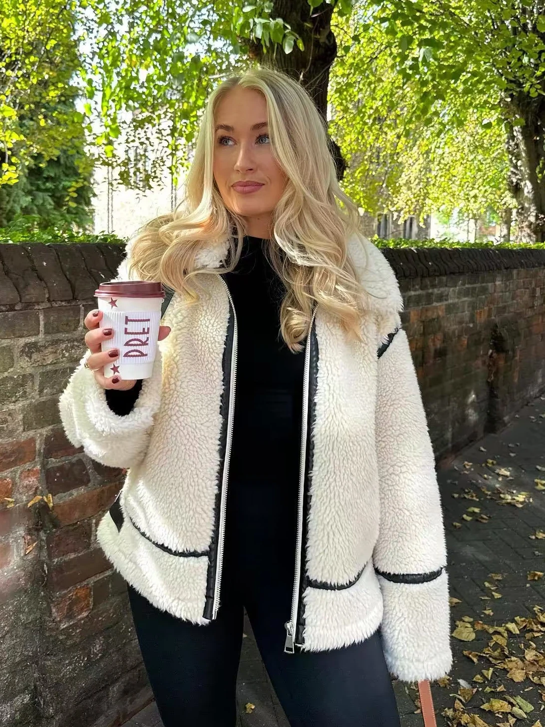 Warm Teddy Bear Cream Cheese Street Style Jacket Lamb Fur Lined Loose Outerwear Thickened Winter Coat for Women view 4