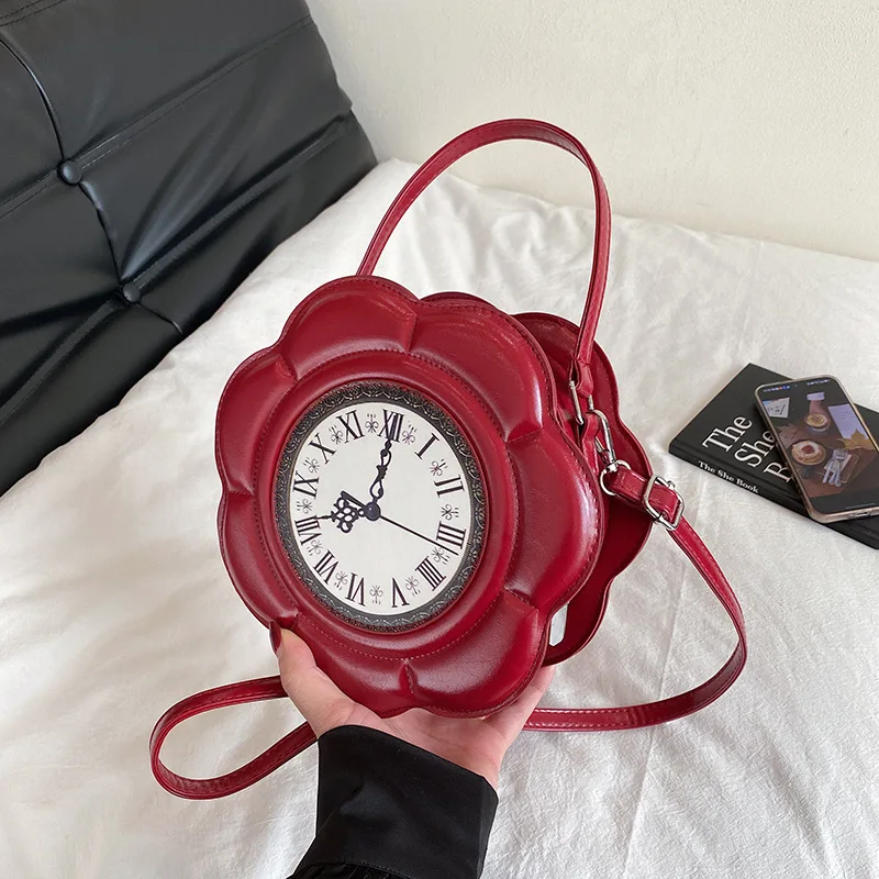 Creative Flower Crossbody Bags for Women New Clock Dial Purse Party Fashion Cute Shoulder Bag Novelty Design Watch Time Handbag