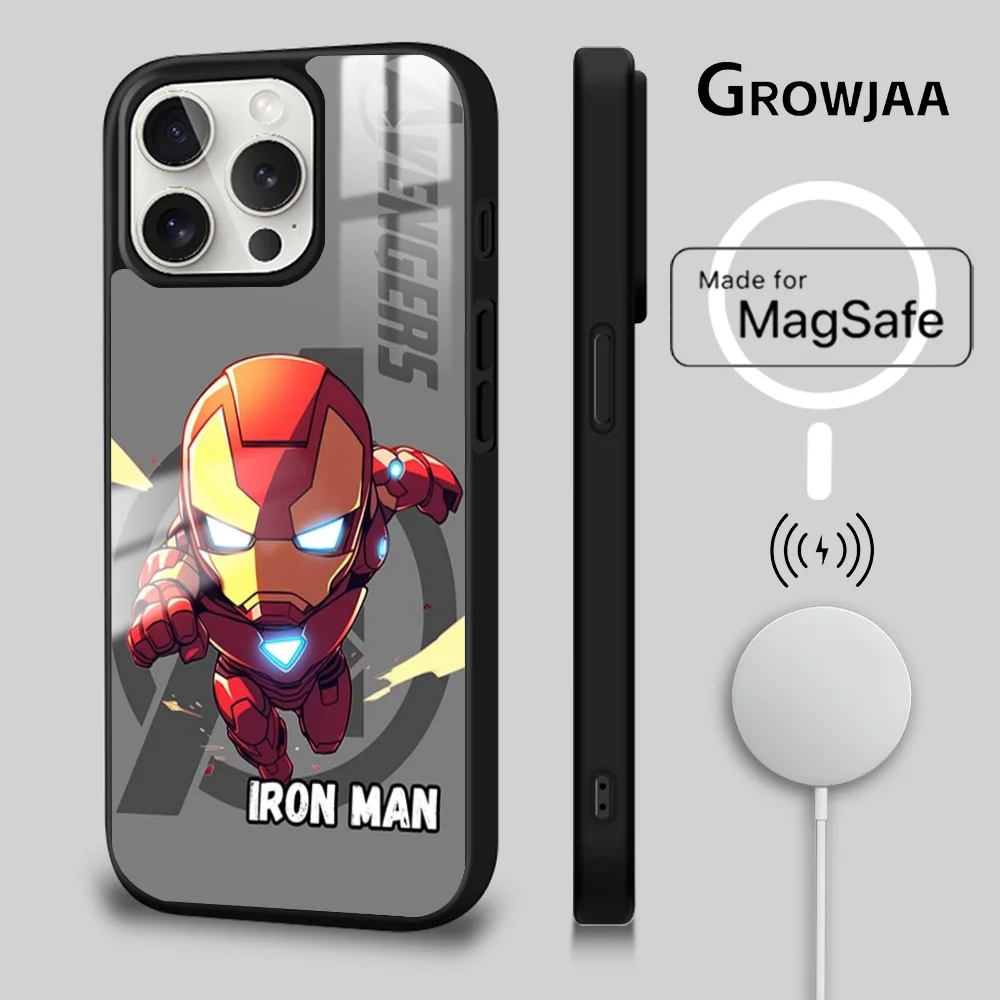 Cartoon Superhero Series Phone Case For iPhone 16 15 14 13 12 11 Pro Max Plus Mini Magsafe Mirror Wireless Magnetic Cover