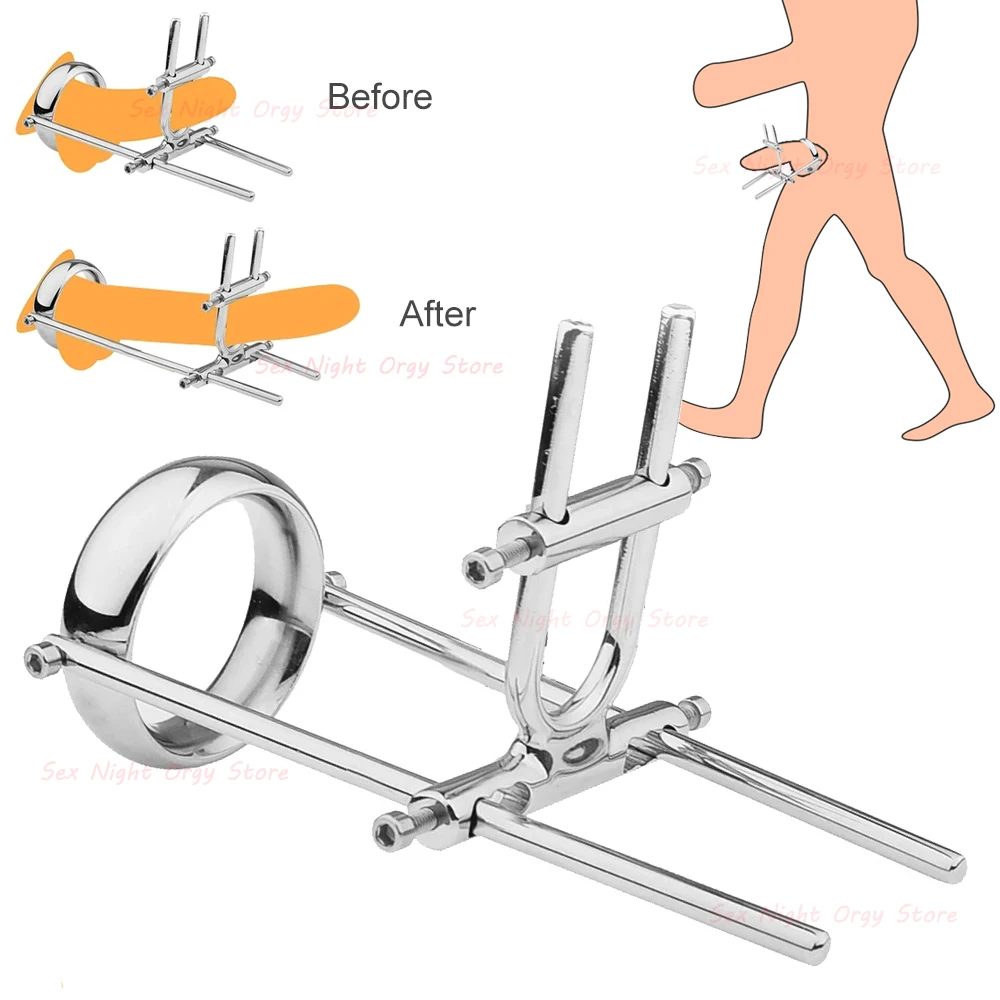 Metal Penis Extender Male Dick Enlargement Stretcher Pump Penile Clamping Extension Penis Enlarger Erection Delay Traine Sex Toy