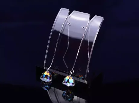 925 Sterling Silver Austrian Crystal beads Earrings Ear Line Drop Earring For Girl Women Birthday Valentine Favor Gift jewelry