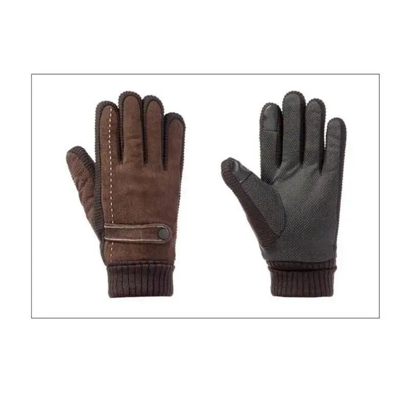 Homens ao ar livre ciclismo pele de porco para o inverno resistência ao frio grosso veet isolamento anti deslizamento e resistente ao desgaste luvas