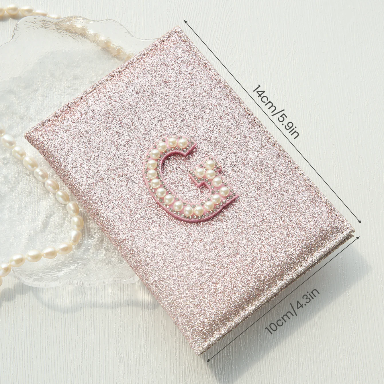Customized Initial Passport Cover Personalized Pearl Passport Holder Custom Shiny Sequins Letters Cover Bling Bling Passport Hol