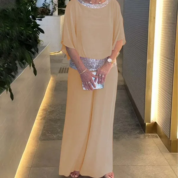 طقم سراويل نسائية لامعة irt وبنطال ذو قصة أرجل واسعة قابلة للتخصيص، مجموعة مطرزة بالترتر لـ Ocns الخاصة