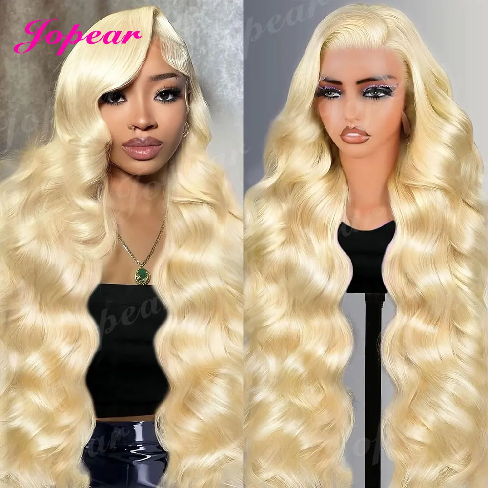 30 40 pouces 613 Perruque de cheveux humains d'onde de corps blonde 13x6 Perruque frontale de dentelle brésilienne de 250 densité colorée de dentelle de cheveux humains humides et ondulés