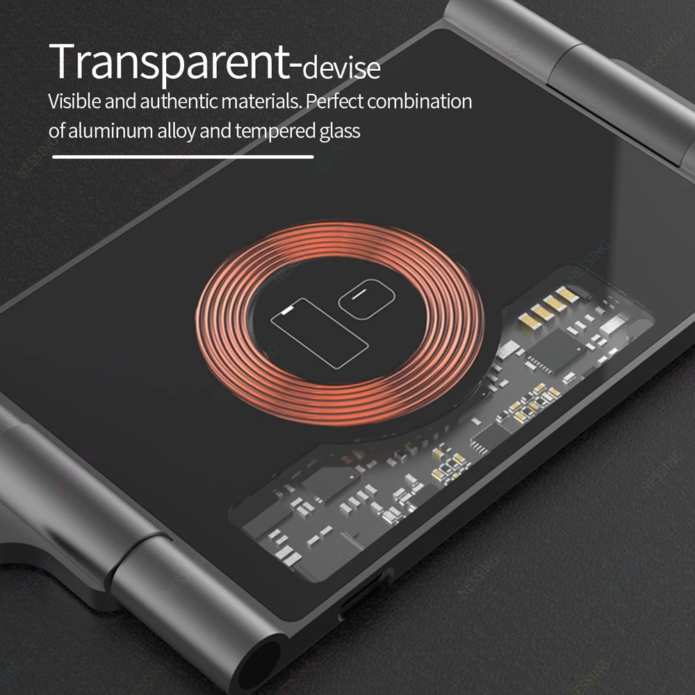 Foldable Transparent Magnetic Qi Wireless Charger Stand For Apple Watch 8 iPhone 14 13 12 Pro AirPods 15W Fast Wireless Charging