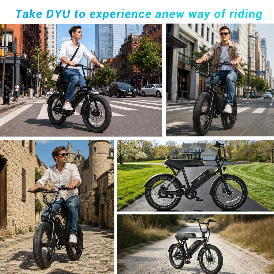 DYU BMX 20*3.0 Fat Tire Electric Bike E-Bike 624Wh Removable Battery 1000W Peak Motor Mountain Electric Bicycle for Adults image 8