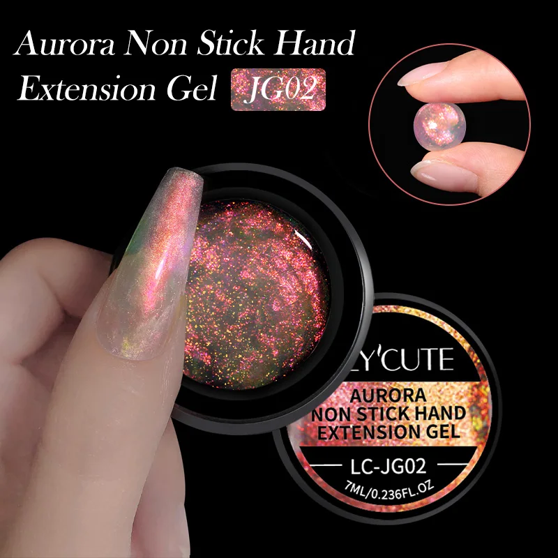 LILYCUTE 7ml Aurora Non Stick Hand Extension Gel Nail Polish For 3D Shaping Nail Art Colorful Solid Hard Gel For Fake Nail
