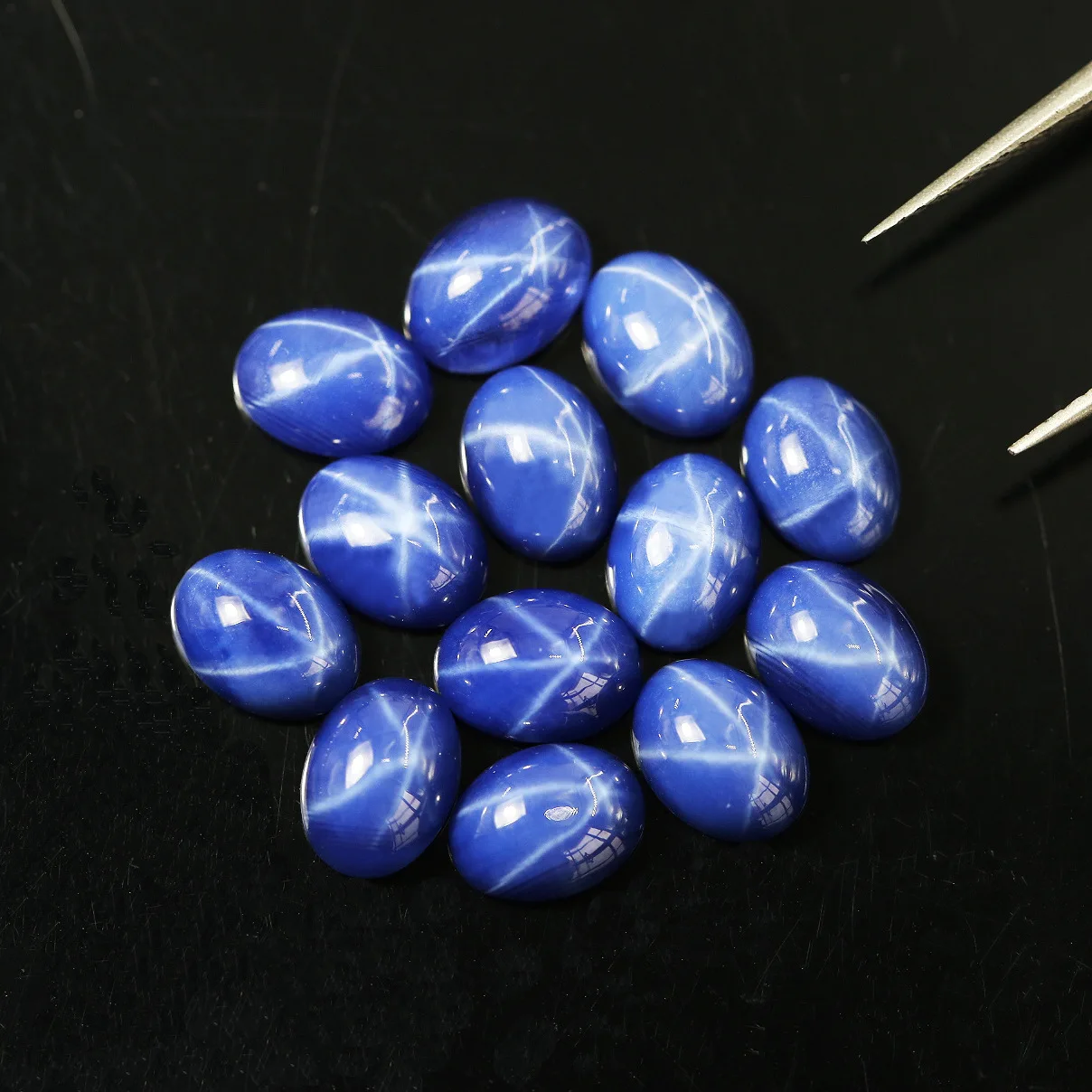 Lab Created Synthetic Blue Star Sapphire Oval Cabochon Loose Stones from 6x4mm - 18x13mm