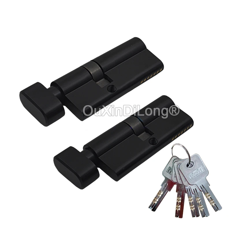 Hotsale 1PCS Black European Solid Brass 70mm/80mm/90mm/100mm Partiality Lock Cylinder Core Door Lock Gall Repair Parts + 5 Keys