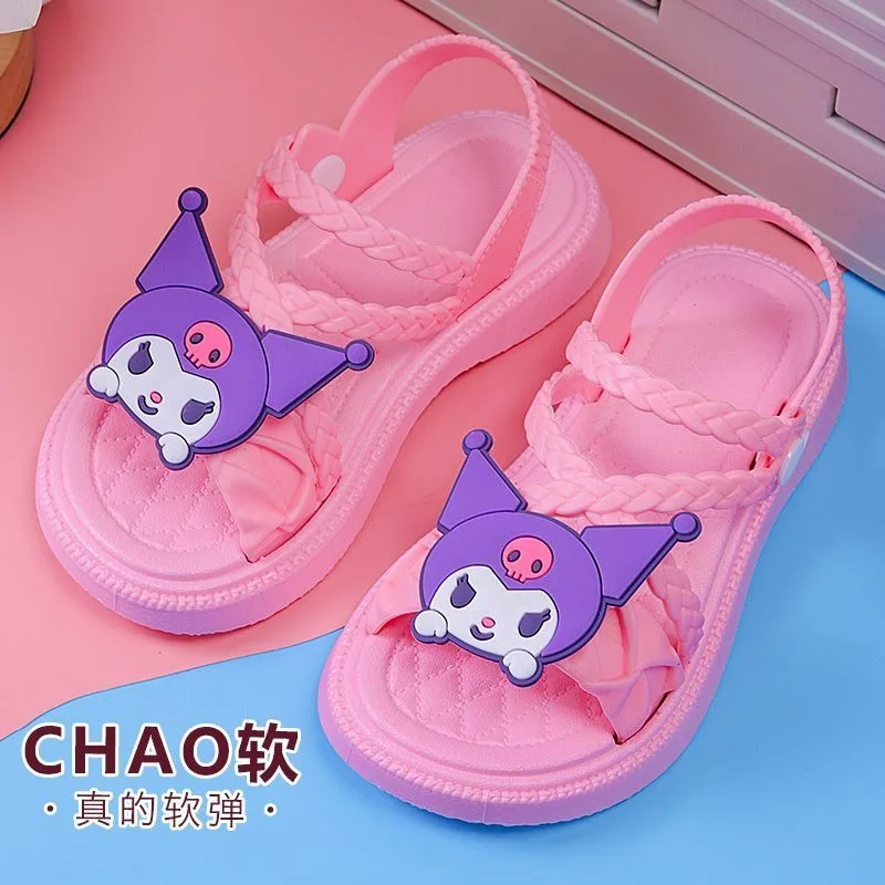 Mädchen Jungen Kawaii Sanrio Anime Kuromi Ins Prinzessin Kinder Sandalen Niedliche My Melody Baby Strand Hausschuhe Schuhe Geschenke für Kinder