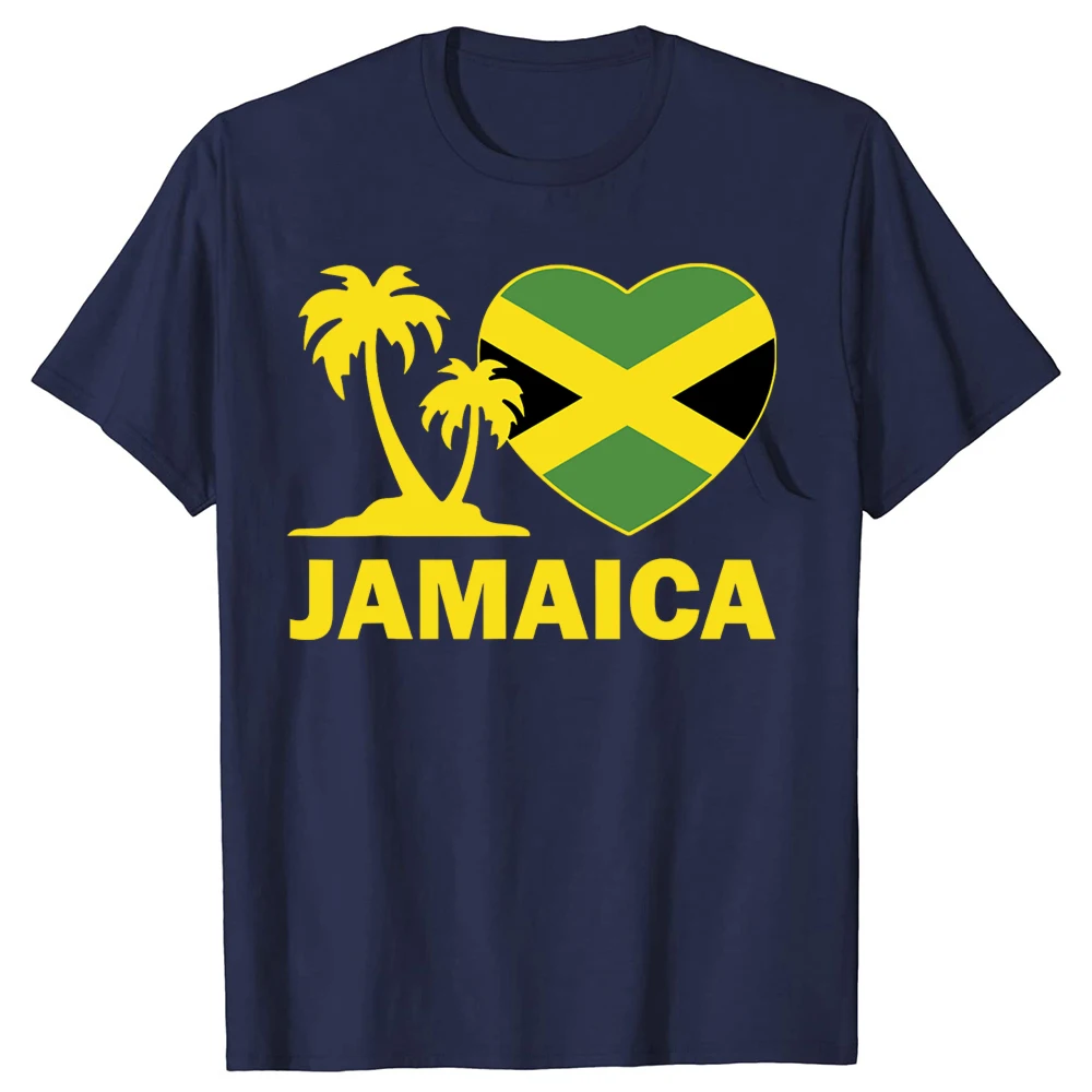 Lustiges Jamaika-T-Shirt mit Jamaikanischer Flagge und Herz, 100% Baumwolle, Herren-Mode-Print, Locker Geschnitten, Übergroß, Streetwear, Hip-Hop, Unisex T-Shirt – Detail 2