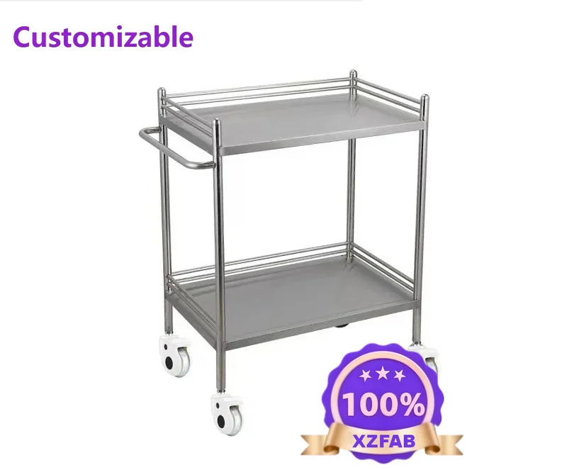 Factory Direct 2026 304 stainless steel cart wholesale beauty storage tool cart surgical instrument rack hospital care treatment