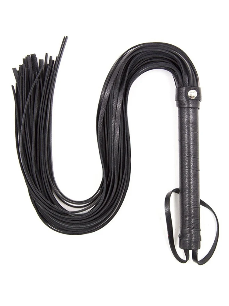 

High Quality Pu Leather Pimp Whip Racing Riding Crop Party Flogger Hand Cuffs Queen Black Horse Riding Whip