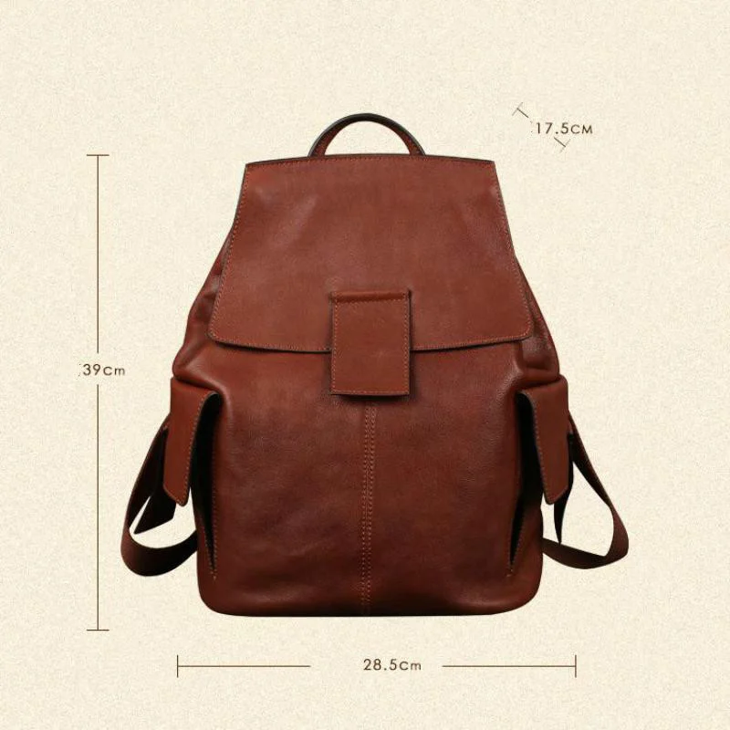 Genuine Leather Women Fashion Backpack 2024 New Head Layer Cowhide Backpack For Ladies Large Capacity Vintage Travel Bag