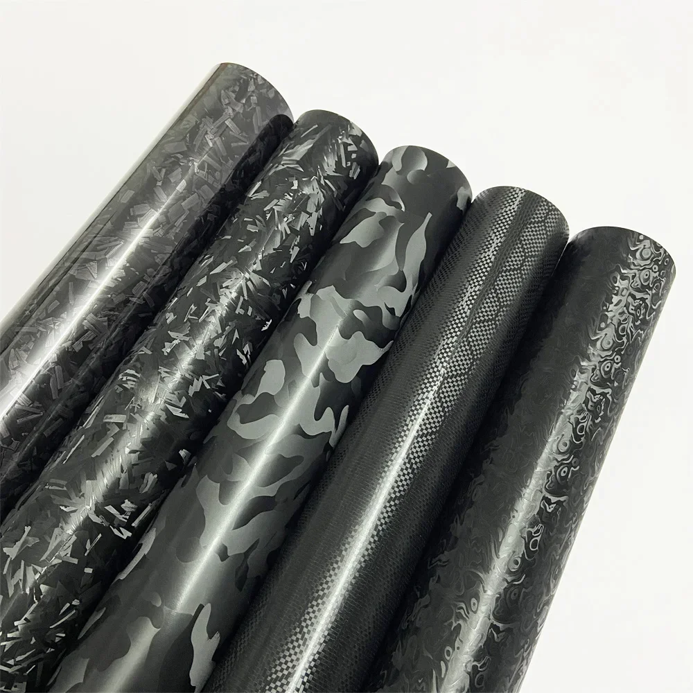 Black Carbon Fiber Stickers Adhesive Vinyl Cosmic Wrapping Auto Motorcycle Modification Film Air Bubble Free Forged Carbon Film