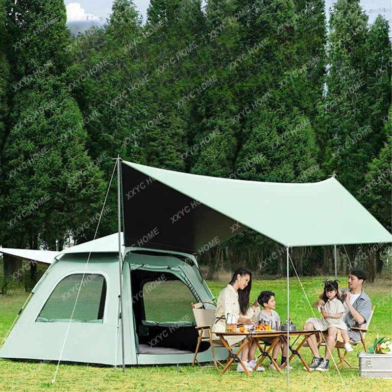 Outdoor Camping Tent Folding Portable Vinyl Canopy Tent Integrated Two-in-One Automatic Camping Equipment Full Set