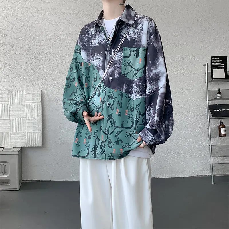 

Brand For 2025 Spring Autumn Long Sleeves New Flannel Korea Style Oversize 3XL Print Shirt For Men's Harajuku Clothing