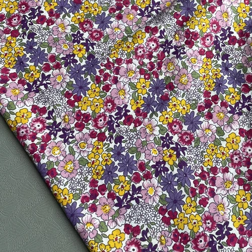Imagen 2 del producto 145 × 50 plantas y flores pastorales 40S tela de algodón popelina impresa DIY toalla de papel Patchwork se utiliza para coser vestidos para niños
