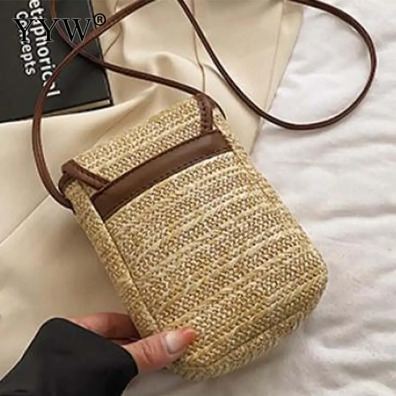 Borsa a tracolla per donna di moda borsa a tracolla per giradischi con tessitura di paglia di grano fatta a mano borsa a portafoglio morbida per