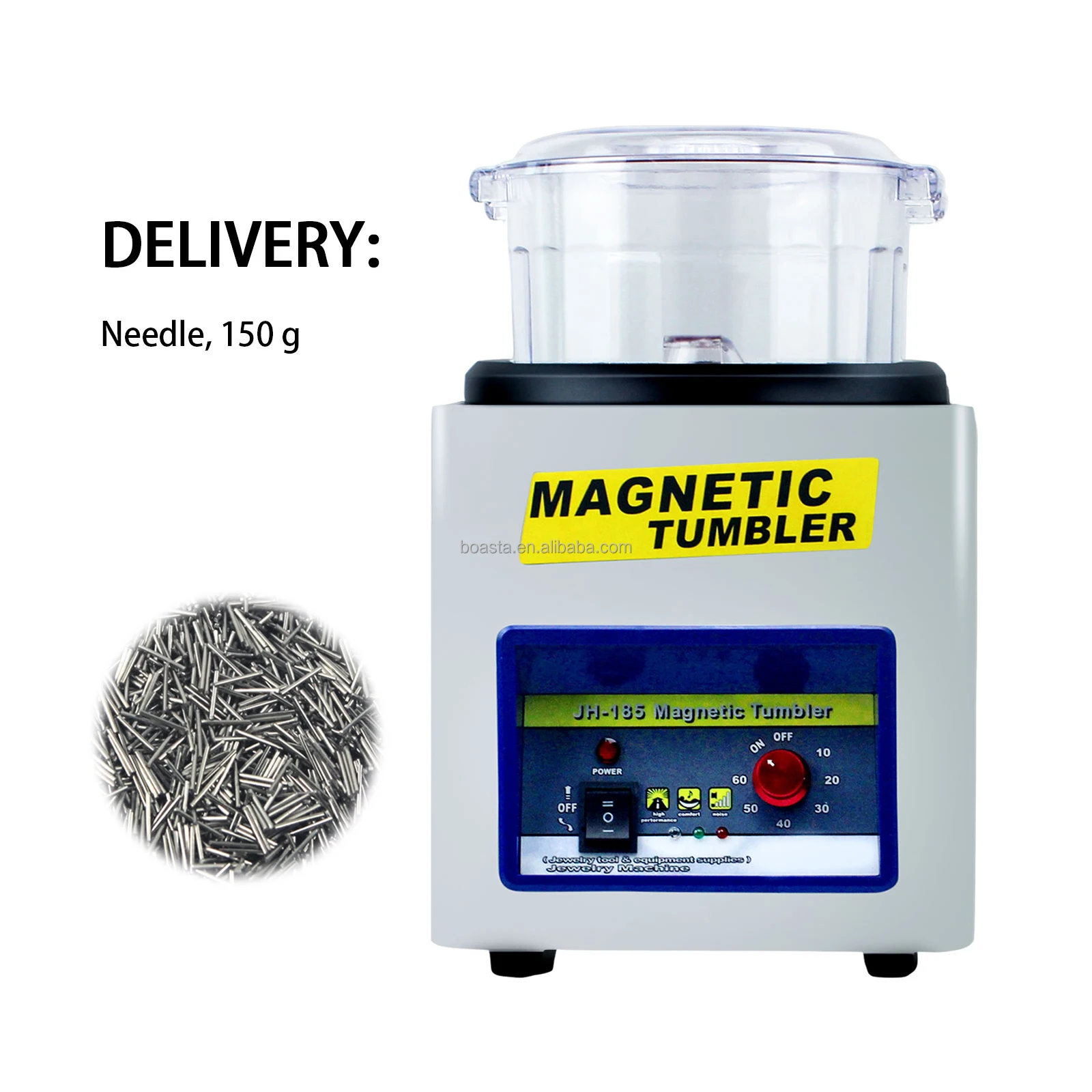 JH-185 Magnetic Finishing Machine Rotary Tumbler 600g Compact Jewelry Cleaning Polisher for Small Metal Parts 2000rpm 0.25KW