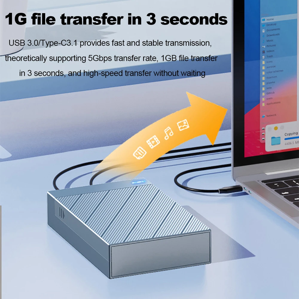 Caja HDD de 2,5/3,5 pulgadas, caja de disco duro externo USB 3,0, instalación sin herramientas, carcasa de disco duro SATA a USB, HDD máximo de 22TB para ordenador portátil