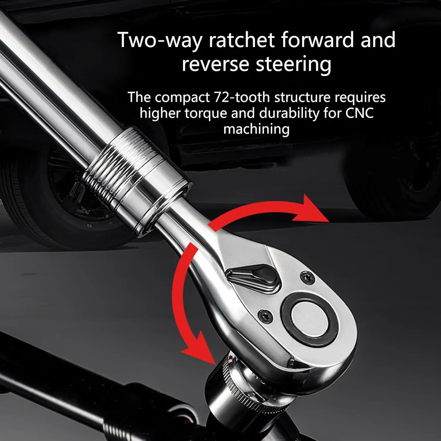 Telescoping Ratchet Wrench Tool, 72 Tooth Quick Release Reversible Drive Ratchet Extendable Handle for Auto Motor Tight Space
