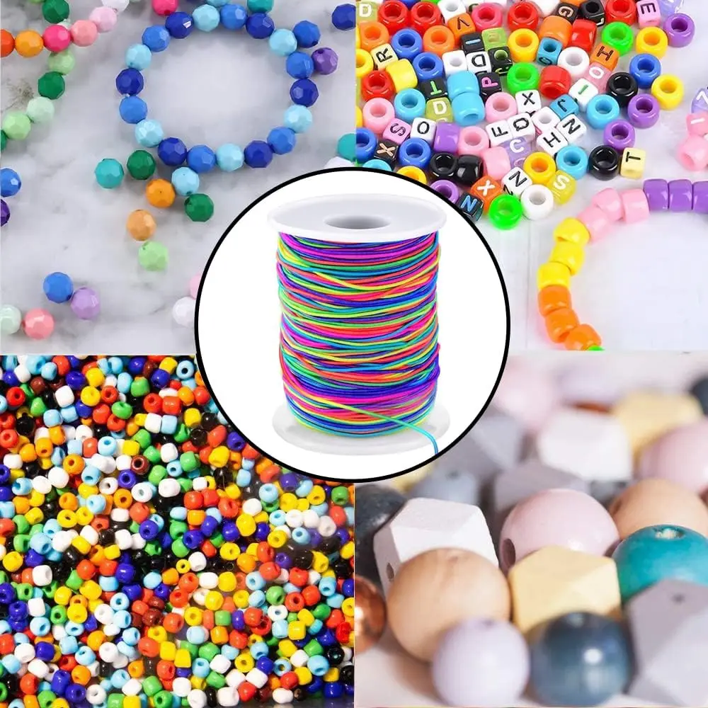 

Elastic String for Bracelets, 1mm x 330 Feet Sturdy Rainbow Elastic Cord for Jewelry Making, Necklaces, Beading and Crafts
