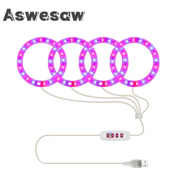 Full Spectrum Phytolamps DC5V USB LED Grow Light Angel Ring Grow Light Indoor Outdoor Greenhouse Plant Hydroponic Plant Spotligh