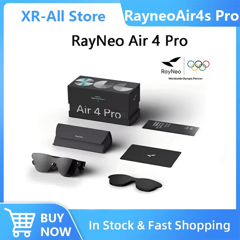RayNeo Air4 Pro AR Smart Glasses HDR10 OLED 1200nits 3840*1080P Screen Video Display 3D Movie Glasses Connect DP Equipment