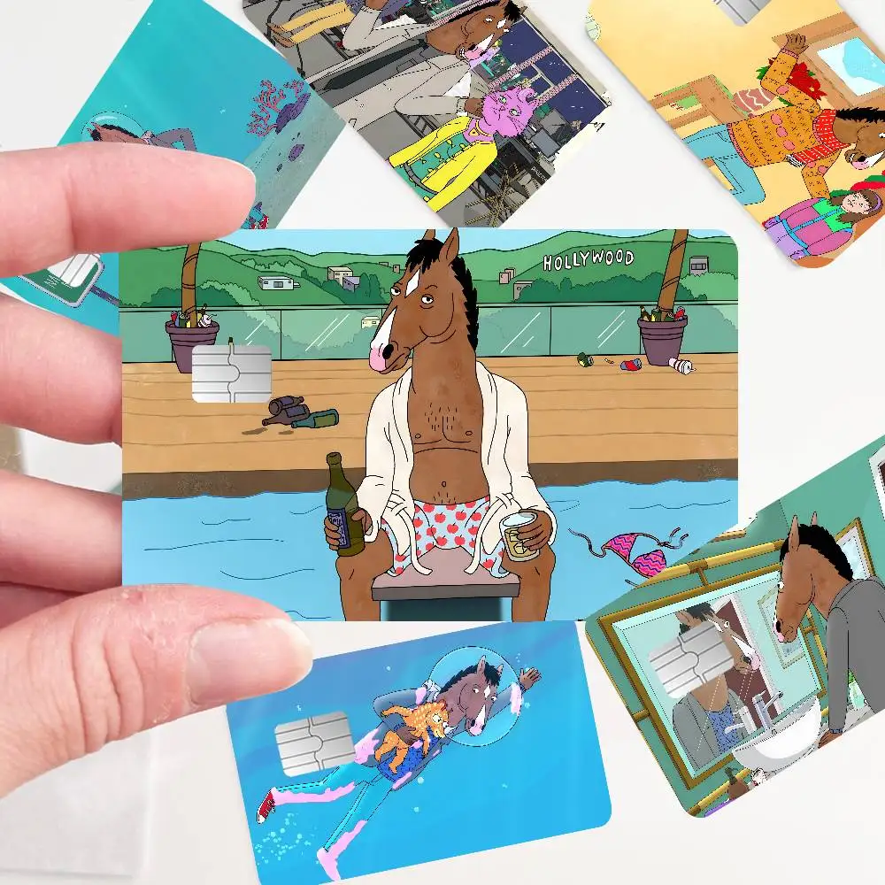 B-BoJack Funny H-Horsemans Anmie Sticker Film Skin Cover for Credit Card Debit Bank Card Front