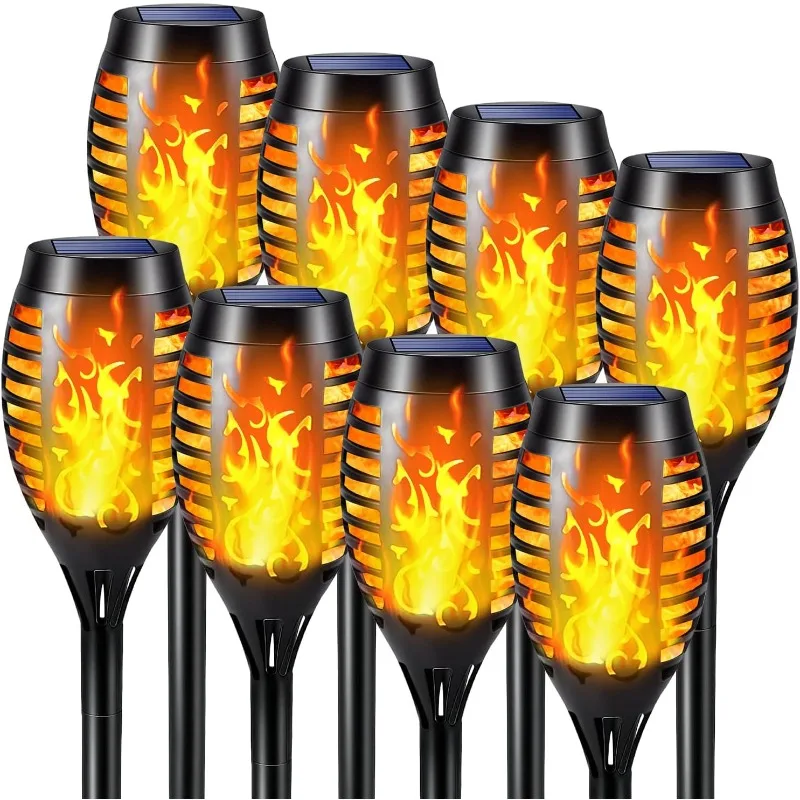 

Solar Outdoor Lights - 8 Pack 12 LED Solar Torch Lights with Flickering Flame for Garden Decor Updated Pathway Lighting Outdoor