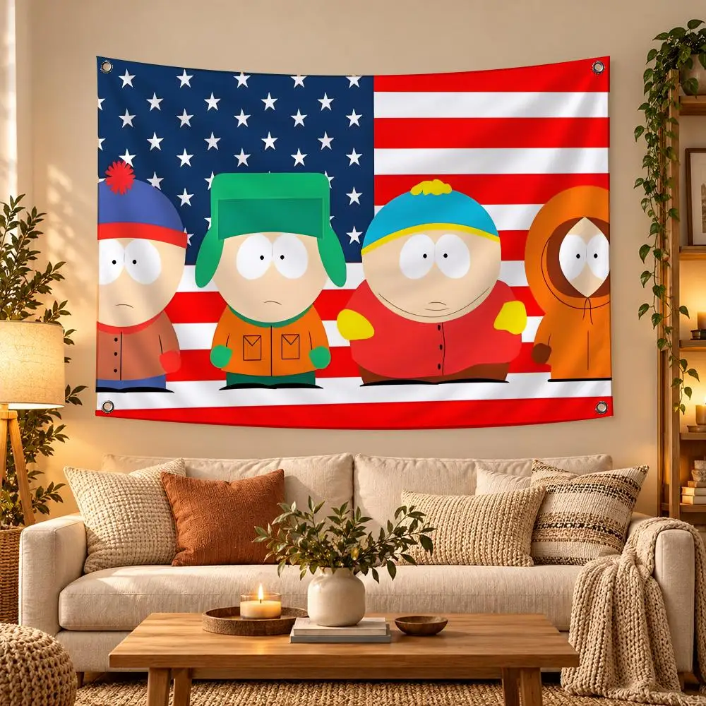 Anime South P-Park Flags Soft Skin-friendly Durable Tapestry Outdoor Party Home Living Room Bedroom Decoration