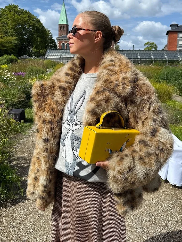 Chaquetas con estampado de leopardo, abrigo cálido para mujer