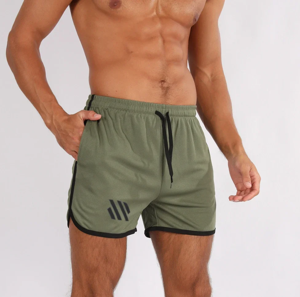 

New Running Mesh Fitness Exercise Men's Quick-drying Shorts Are Casual Breathable And Training Tight Squat 3/4 Pants For Summer