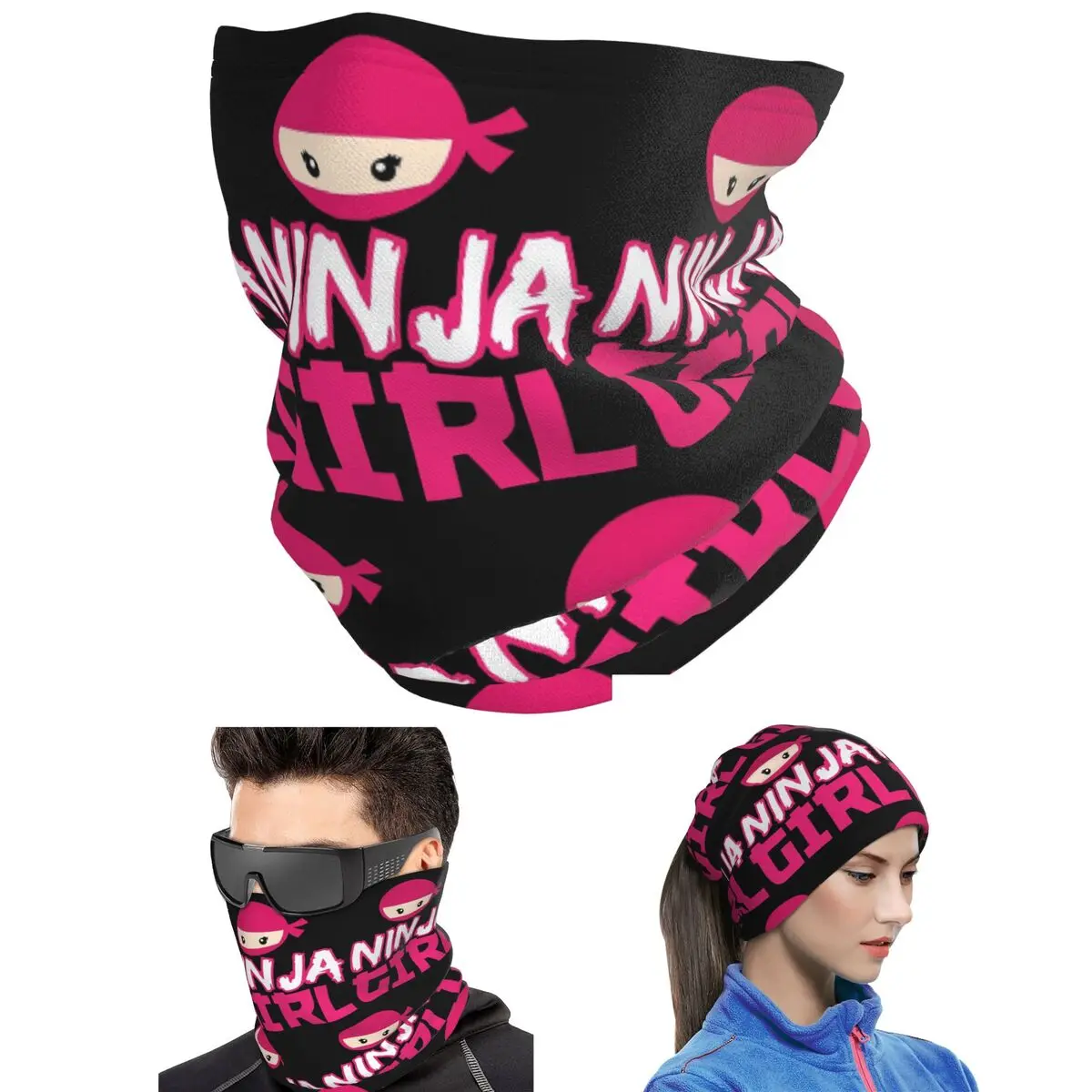 Spy Ninja Girl Bandana Neck Cover Printed Magic Scarf Hiking Fishing Face Mask For Men Women Adult All Season