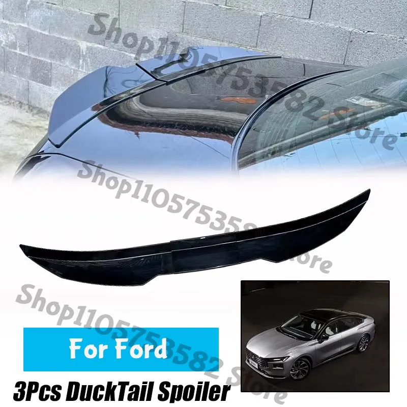 3Pcs Ducktail High Kick Trunk Spoiler For Ford Universal Rear Boot Wing For Multi Models Car