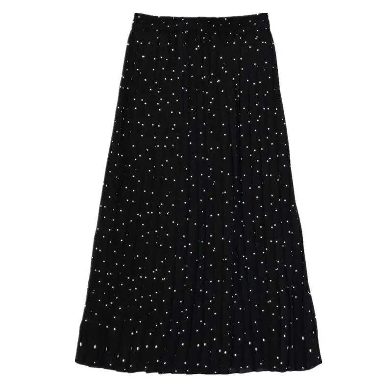 

Fashion Women Pleated Dot Print Pants Summer Loose Vacation Wide Leg Chiffon Casual Ankle-length Thin High Waist Skirts Pant L42