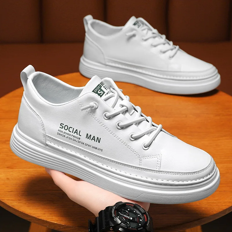 

Designer New Men's Casual Shoes Fashion Casual Sneakers Male Hard-Wearing Platform Man Flats Comfort All-match Men Leather Shoes