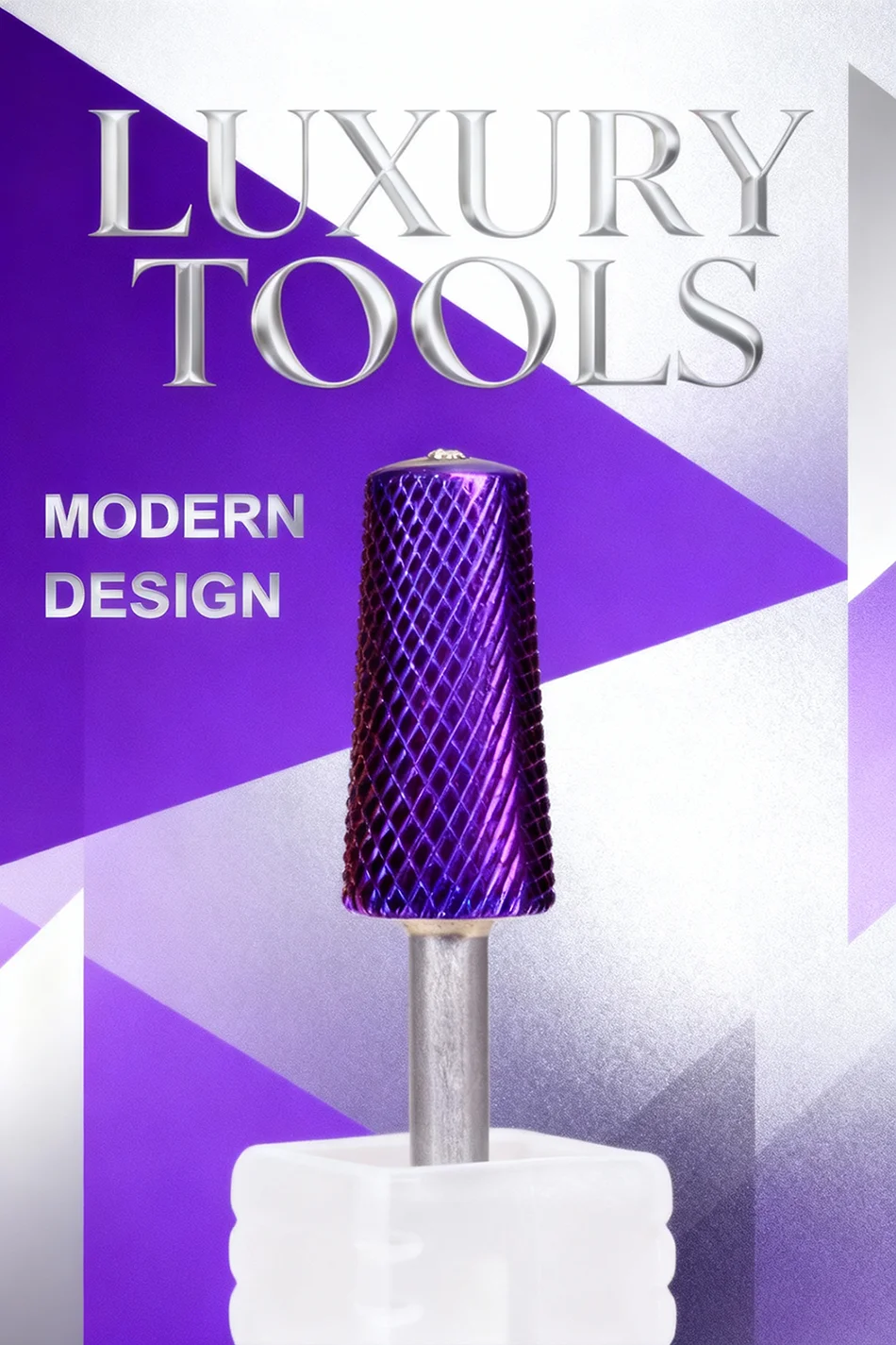 RolinStar-broca de corte cónico de acero de tungsteno para uñas, cortador de fresado de carburo, trapecio de cristal de diamante grande, púrpura,