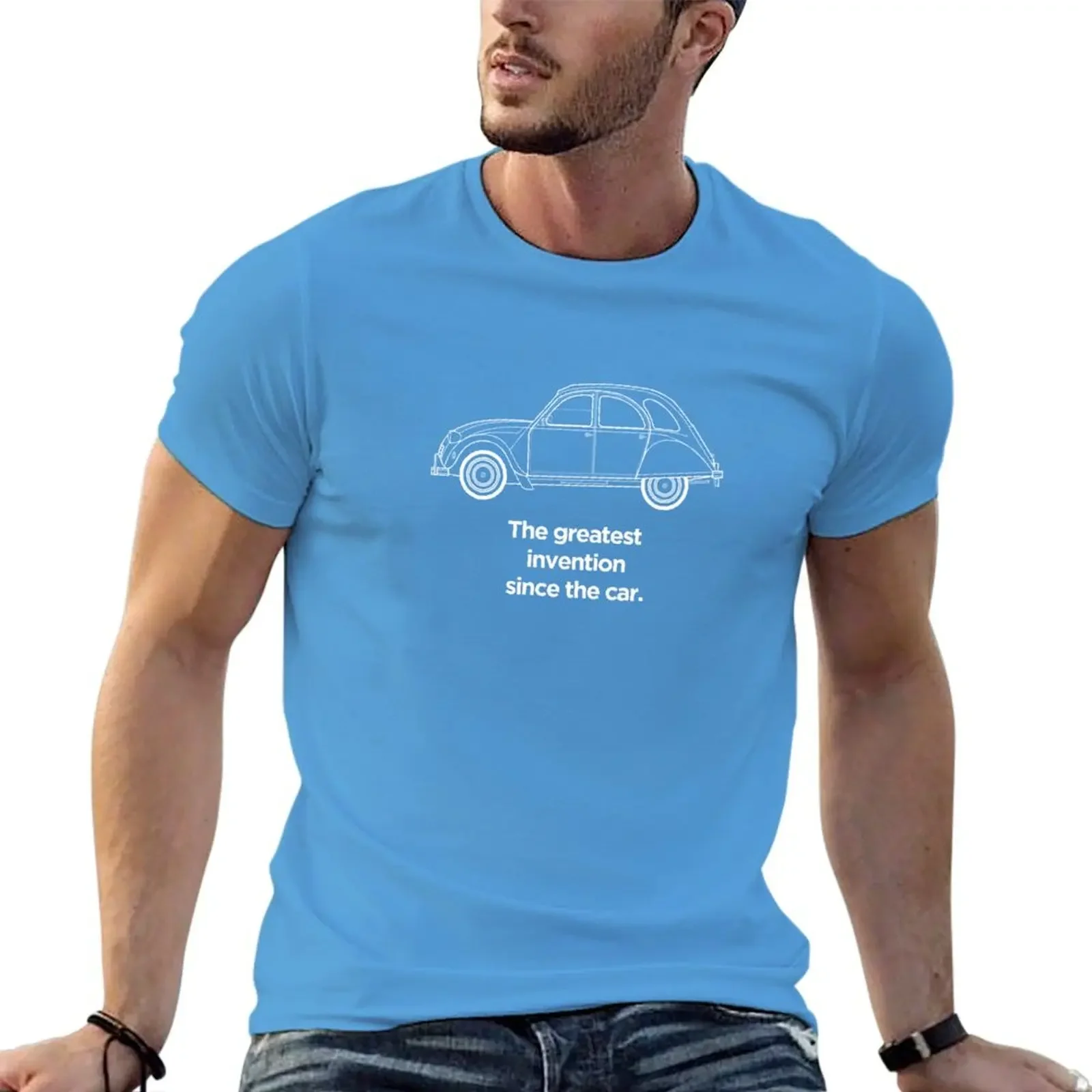 2024 spring and fall t shirt 2CV Graphic Art. Greatest invention since the car T-shirt short sleeves pure cotton tops streetwear