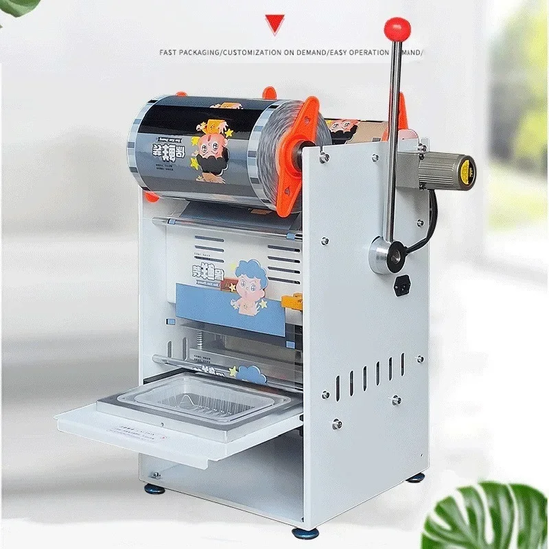 Fastfood Box Sluitmachine Vers Voedsel Doos Afdichting Film Machine Gekookte Eend Voedsel Afhaalverpakking Handpers Sluitmachine