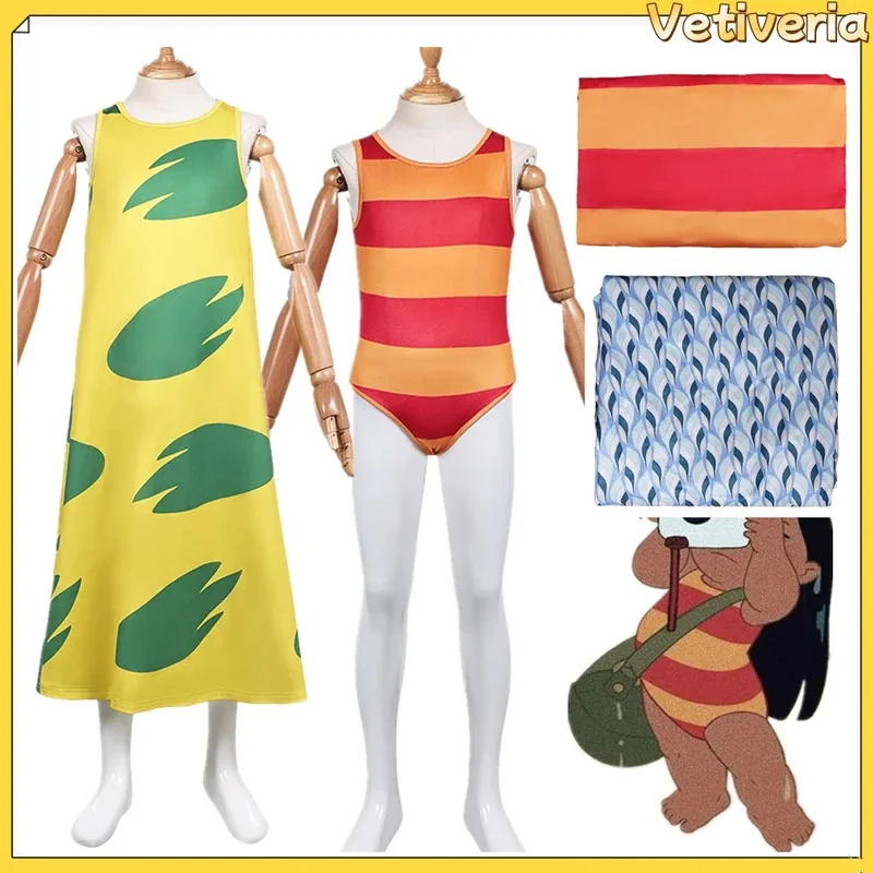 

XT8Kids Girls Lilo Jumpsuit Sleeveless Skirt Cosplay Costume Dress Disguise Outfits Children Clothes Halloween Carnival SuiXT6@!