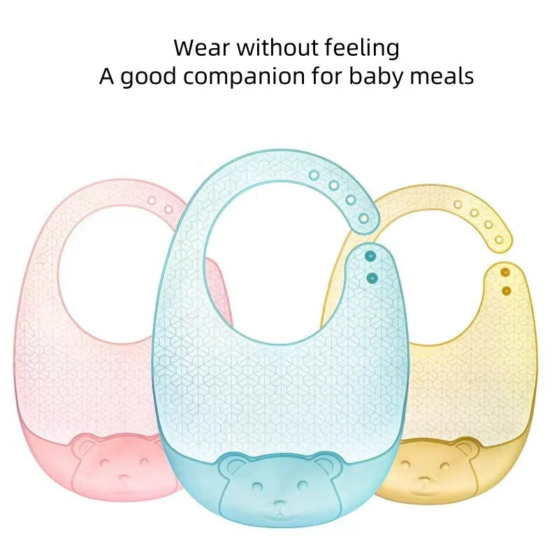 Children's Bibs Food Grade Silicone Lightweight Waterproof Oil Resistant Saliva Baby Adjustable Soft Bibs Feeding Accessories