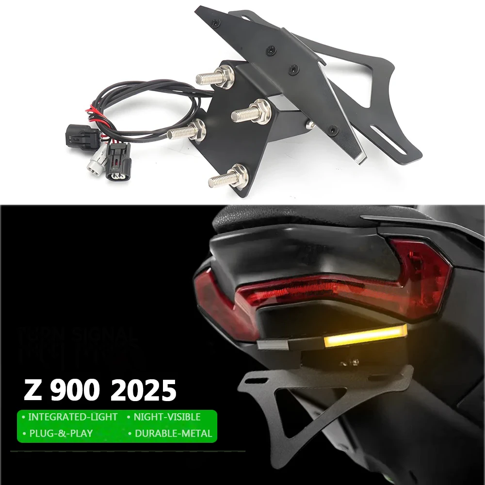 

FOR KAWASAKI Z900 z900 Z 900 2025 Motorcycle Tail Tidy Fender Eliminator License Plate Holder LED Light Integrated Rear Bracket