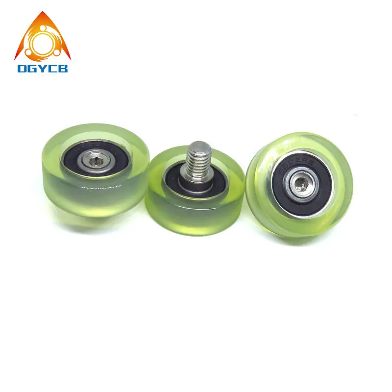 

1pcs OD 32mm PU Coated Externally Threaded Roller Wheels PU60832-12C2L10M8 Polyurethane Forming Bearing With M8 Screw ﻿