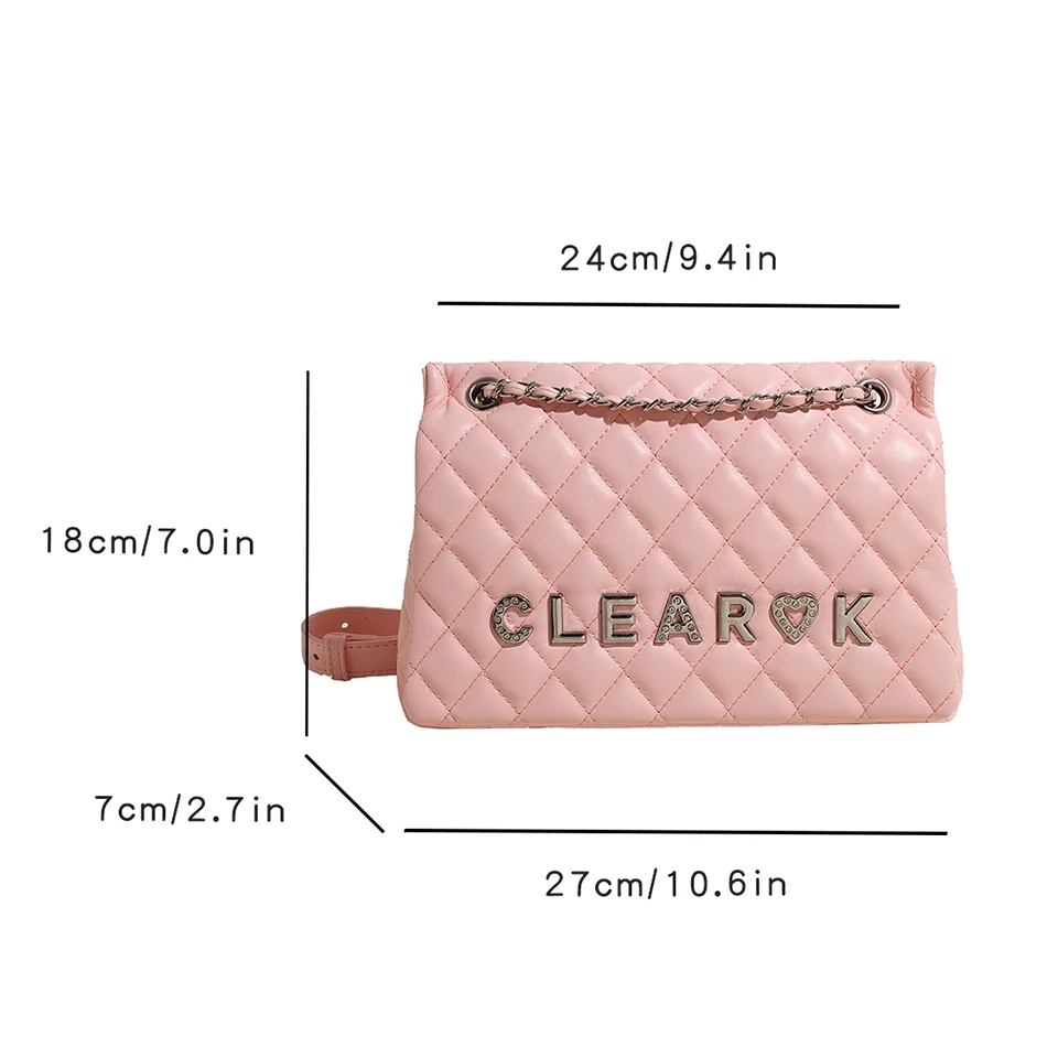 Fashion simple wind Ring-grid chain small square bag, the trend of soft fabrics to wear comfortable.