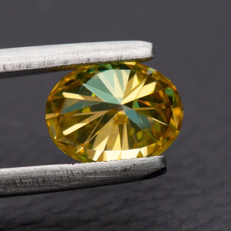 Moissanit-Stein, oval geschliffen, goldgelbe Farbe, loser Edelstein für die Schmuckherstellung, Hauptmaterialien mit Zertifikat – Detail 5